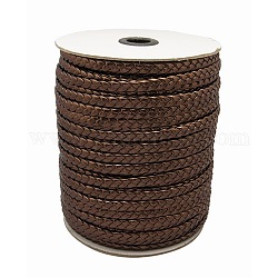 Cordón de cuero de imitación, trenzado, chocolate, tamaño: aproximamente 6 mm de ancho, 2.4 mm de espesor, alrededor de 109.36 yarda (100 m) / rollo