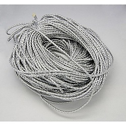 Imitation Leather Cord, Silver, 4mm
