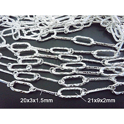 Handmade Alloy Chains, Unwelded, Cadmium Free & Nickel Free & Lead Free, Silver, 20x3x1.5mm, 21x9x2mm, 1m/strand
