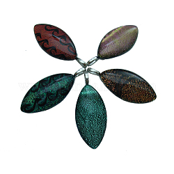 Handmade Dichroic Glass Pendants, Oval, Mixed Color, about 20mm wide, 50mm long, hole: 4mm