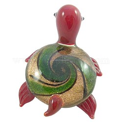 Home Decoration, Handmade Gold Sand Lampwork Decoration, Red, Tortoise, about 41.5mm wide, 55mm long