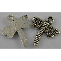 Tibetan Style Alloy Pendants, Dragonfly, Antique Silver, Lead Free and Cadmium Free and Nickel Free, 18x15x2mm, Hole: 1.5mm