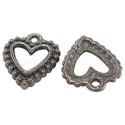 Tibetan Style Alloy Pendants, Lead Free and Cadmium Free, Gunmetal, Heart, about 18mm long, 14mm wide, 2.5mm thick hole: 2mm