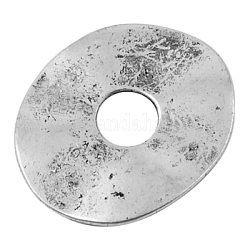 Tibetan Style Alloy Pendant, Donut, Cadmium Free & Lead Free, Antique Silver, 39x35x1.5mm, Hole: 10mm
