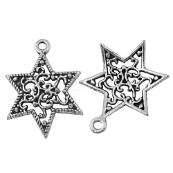 Tibetan Style Alloy Pendants, for Jewish, Star of David, Antique Silver, Lead Free and Cadmium Free and Nickel Free, 23x18x3mm, Hole: 1.5mm