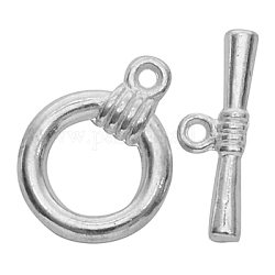 Tibetischen Stil Knebelverschlüsse, Bleifrei und cadmium frei, Ring, Silber, 18x13.8x2.5 mm, Bohrung: 5 mm