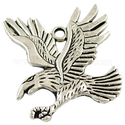 Tibetan Style Pendants, Lead Free, Nickel Free and Cadmium Free, Bird, Antique Silver, about 44mm long, 43mm wide, 2mm thick, hole: 3mm