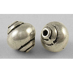 Tibetischer stil legierung perlen, Fass, Bleifrei und cadmium frei, Antik Silber Farbe, 8.5x8 mm, Bohrung: 1 mm