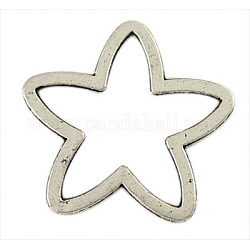 Tibetan Silver Linking Rings, Lead Free and Cadmium Free, Star, Antique Silver, 24x25x1.5mm