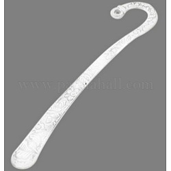 Tibetan Style Alloy Bookmarks, Lead Free and Nickel Free and Cadmium Free, Silver Color Plated, 79.5x15.5x2mm, Hole: 2mm