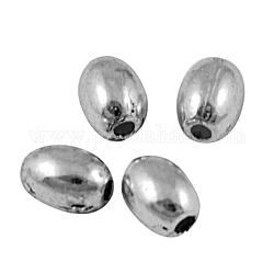 Perles en alliage de style tibétain, sans plomb et sans cadmium, ovale, argent antique, longueur d'environ 5 mm , épaisseur de 4mm, Trou: 1mm