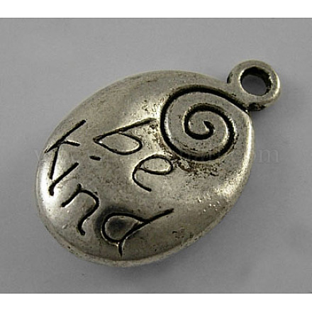 Alliage de style tibétain ovale mot sculpté être gentil message pendentifs LF0558Y-1