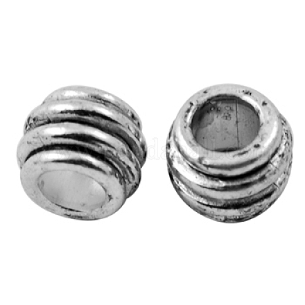Tibetan Silver Alloy Barrel Large Hole European Beads LFH10203Y-1