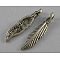 Tibetan Style Alloy Pendants, Feather, Lead Free and Cadmium Free, Antique Silver, 4x2mm, Hole: 1.5mm