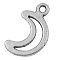 Tibetan Style Alloy Pendants, Moon, Antique Silver, Lead Free & Cadmium Free & Nickel Free, 17x11x1mm, Hole: 1.5mm