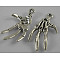 Tibetan Style Alloy Skeleton Hand Pendants for Halloween, Antique Silver, Lead Free & Cadmium Free & Nickel Free, 32x19x3mm, Hole: 2mm
