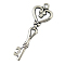 Tibetan Style Alloy Pendants, Key Alloy Pendants, Cadmium Free & Lead Free, Antique Silver, 42x14.5x2.5mm, Hole: 2mm