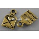 Tibetan Style Alloy Envelope Carved Heart and Word Made with Love Alloy Charms for Gift Making LF0643Y-G-1