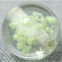 Luminous Glass Beads Strands, Round, White, about 14mm in diameter, hole: about 2mm