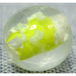 Luminous Glass Beads Strands, Round, Yellow, about 8mm in diameter, hole: about 1.5mm
