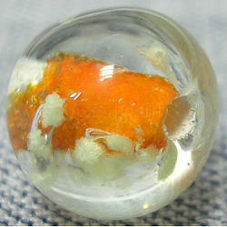 Luminous Glass Beads Strands, Round, Orange, about 8mm in diameter, hole: about 1.5mm