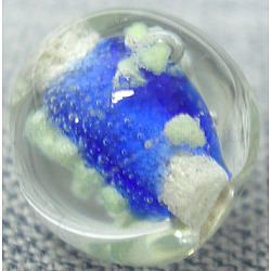 Luminous Glass Beads Strands, Round, Dark Blue, about 8mm in diameter, hole: about 1.5mm