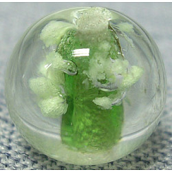 Luminous Glass Beads Strands, Round, Green, about 8mm in diameter, hole: about 1.5mm