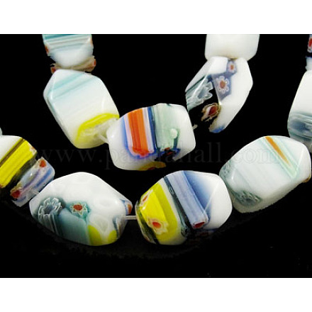 Handmade Millefiori Glass Beads Strands LK08Y-1