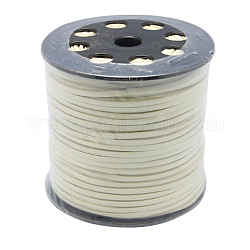 Korean Faux Suede Cord, Faux Suede Lace, with PU Leather, Beige, 3x1.5mm, about 100yards/roll(300 feet/roll)