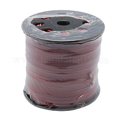 Korean Faux Suede Cord, Faux Suede Lace, with PU Leather, Dark Red, 3x1.5mm, about 100yards/roll(300 feet/roll)