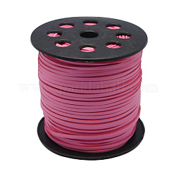Cable coreano de imitación de gamuza, encaje de imitación de gamuza, con cuero de la PU, color de rosa caliente, 3x1.5mm, Aproximadamente 100 yardas / rollo (300 pies / rollo)