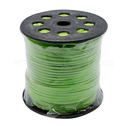 Корейский искусственный замшевый корд, искусственная замшевая кружева, с ПУ кожаный, зеленый лайм, 3x1.5 мм, около 100 ярдов / рулон (300 фута / рулон)