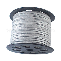 Замша Faux шнуры, искусственная замшевая кружева, серебряные, 3 мм, Около 100 ярдов / рулон
