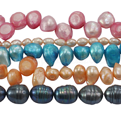 Natural Cultured Freshwater Pearl Beads Strands, Dyed, Vary in colors and shapes, Bead: about 4~12mm in diameter, hole: 1mm, about 23~80pcs/strand, 13~16 inch