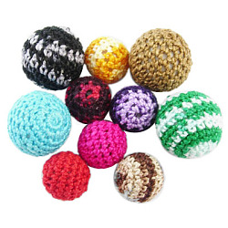 HandmadeBeads, Acrylic Beads Covered with Wool, Assorted Shapes, Round, about 16~22mm diameter, hole: 1~2mm, 100pcs/bag