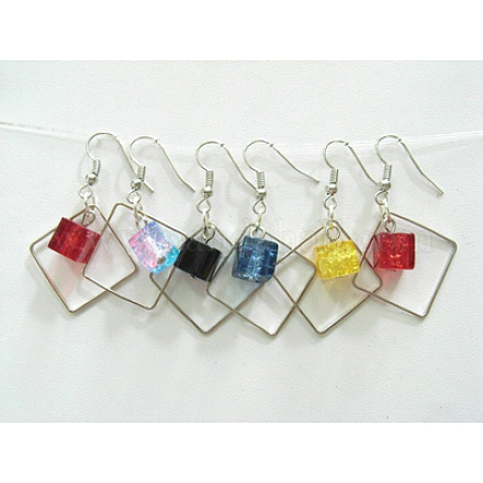 Earrings with Mixed Glass Beads M-PJE009-1