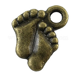 Свинца и кадмия и без никеля кулон тибетских, античная бронза, нога, 12 мм, Отверстие: около 2.1 мм