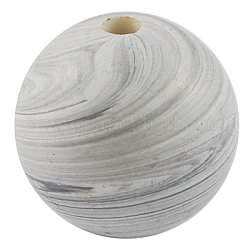 Acrylic Beads, Imitation Polymer Clay Style, Round, White, about 14mm in diameter, hole: 3mm, about 182pcs/250g