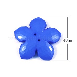 Красочные акриловые кнопки, большие кнопки, два отверстие, граненые, цветок, синие, Размер : диаметром около 40 мм , толстый 7 мм , отверстие : 1 мм, Около 115 шт / 500 г