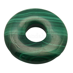 Grade A Malachite Pendants, Donut/Pi Disc, Natural Gemstone Pendants, Green, Size: about 25mm in diameter, 4.5mm thick, hole: 8mm, Rondelle, Green, 25mm