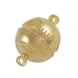 Brass Magnetic Clasps, Round, Golden Color, about 16mm wide, 23.5mm long, hole: 2mm
