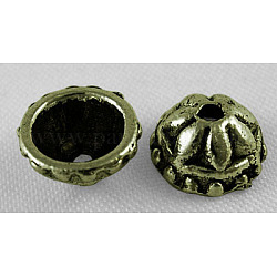 Tibetan Style Alloy Caps, Cadmium Free & Nickel Free & Lead Free, Antique Bronze, 8x4mm, Hole: 1.5mm