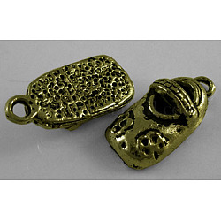 Pendentifs de chaussures en alliage de style tibétain, bronze antique, sans plomb et sans cadmium, 20x10x6.5mm, Trou: 2mm