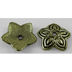 Tibetischen Stil Zink-Legierung Perlenkappen, Bleifrei und cadmium frei, Antik Bronze, 11x2.5 mm, Bohrung: 1 mm