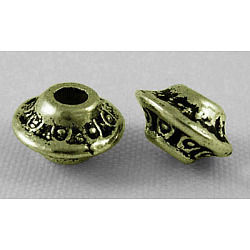 Tibetischen Stil Legierung Zwischenperlen, Doppelkegel, Antik Bronze, Bleifrei und cadmium frei, 6.5x3.5 mm, Bohrung: 2 mm