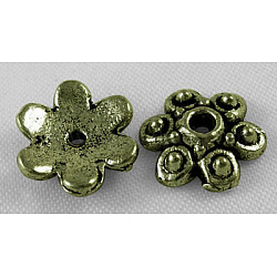 Tibetanische antike Bronze Metallkappen, Bleifrei und Nickel frei und Cadmiumfrei, 11x3 mm, Bohrung: 1.5 mm