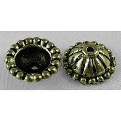 Tibetanische antike Bronze Metallkappen, Cadmiumfrei und Nickel frei und Bleifrei, 11 mm in Durchmesser, 4.5 mm dick, Bohrung: 1 mm, Innendurchmesser: 7 mm