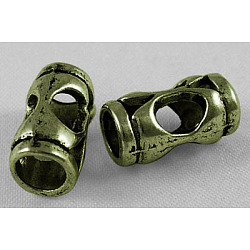 Tibetischen Stil Hohlkugeln, Bleifrei und cadmium frei, Kolumne, Antik Bronze, 7.5 mm in Durchmesser, 13.5 mm lang, Bohrung: 6 mm