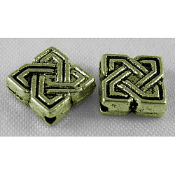 Tibetan Style Alloy Beads, Lead Free & Cadmium Free, Rhombus, Antique Bronze Color, 7mm in diameter, 4mm thick, hole: 1mm