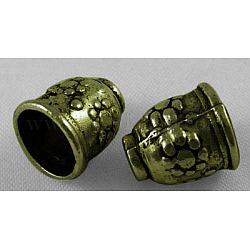 Tibetischen Stil Legierung Kabel Endkappen, cadmiumfrei und bleifrei, Antik Bronze, 11x10 mm, Bohrung: 3 mm, Innendurchmesser: 6.4 mm